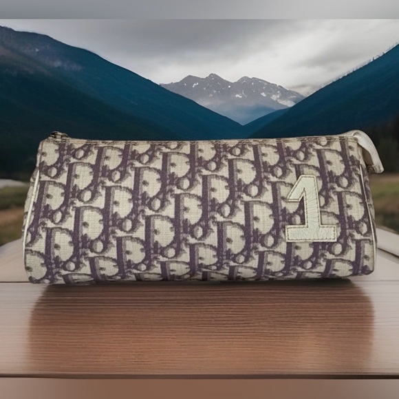Dior Handbags - Christian Dior Lavender Trotter Jacquard Nylon Cosmetic Pouch
